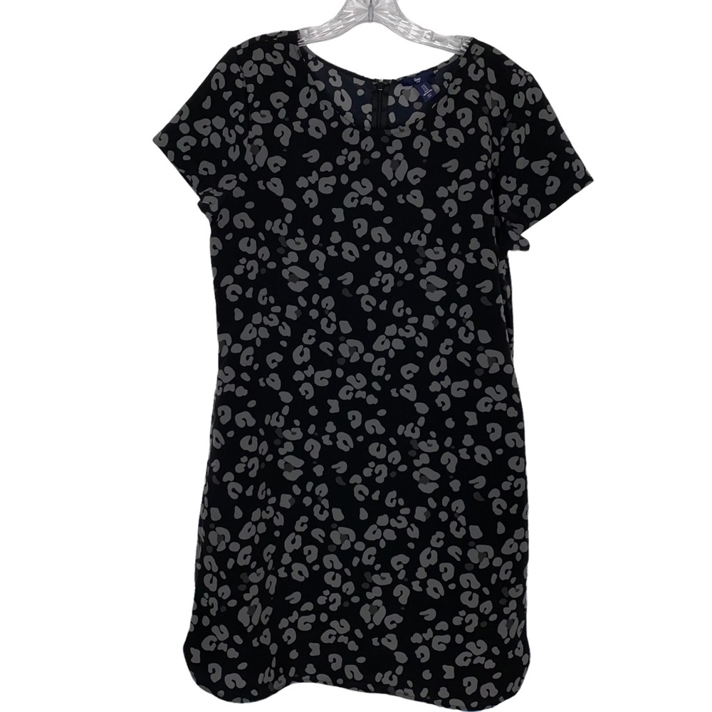 Gap Cheetah print Black/Gray Zip Knee-Length Dress-Med